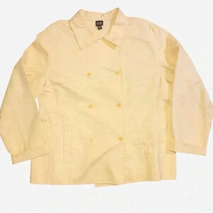 Eileen Fisher Stretch Cotton Yellow Double Breasted Jacket Blazer- Size XL